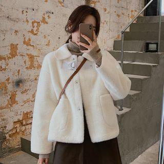 Plain Faux-fur Loose-fit Jacket
