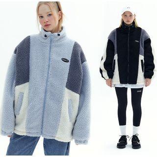 Fleece Colorblock Zip-up Jacket