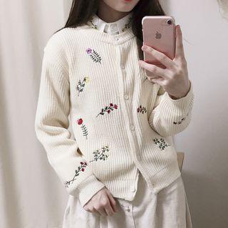 Embroidered Cardigan Off-white - One Size