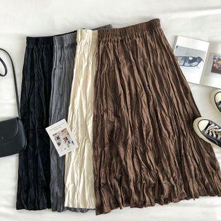 Plain High-waist Velvet Skirt
