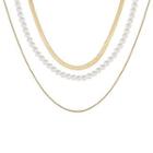 Faux Pearl Layered Alloy Necklace 5540401 - White & Gold - One Size