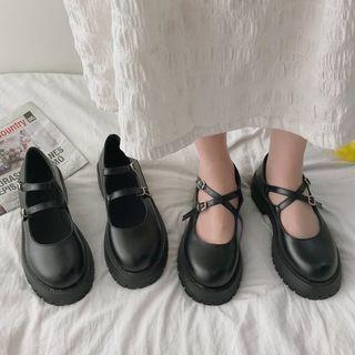 Cross Strap Platform Mary Jane Shoes