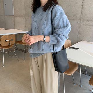 Twist Knit Sweater Sky Blue - One Size