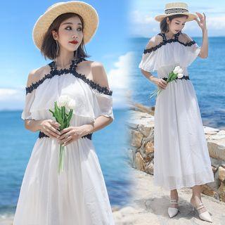 Off Shoulder Short-sleeve Maxi Sun Dress