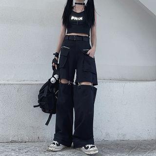High-waist Detachable Cargo Pants