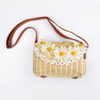 Flower Straw Crossbody Bag