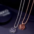 Stainless Steel Lettering Disc Pendant Necklace