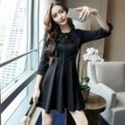 Lace-up 3/4-sleeve A-line Dress