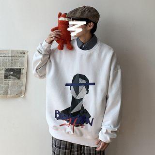 Geometric Face Print Pullover