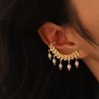 Freshwater Pearl Alloy Fringed Earring 1 Pc - Right Ear - Gold - One Size