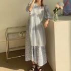 Short-sleeve Floral Print Midi A-line Dress / Chiffon Dress