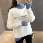 Color Block Letter Printed Sweater