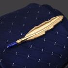 Feather Alloy Tie Clip 1 Pc - Feather Alloy Tie Clip - Gold & Blue - One Size