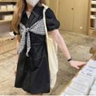 Short-sleeve Tie Front Shirt Dress