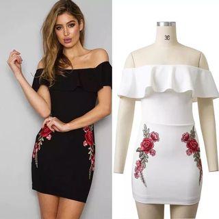 Embroidered Open Back Dress