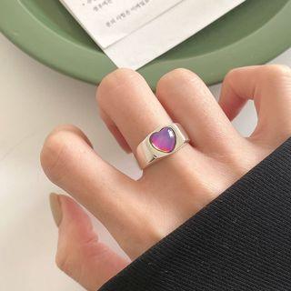 Heart Sterling Silver Open Ring J2629 - Silver - One Size