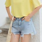 Fruit Embrodery Denim Shorts