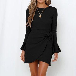 Bell-sleeve Mini Wrap Dress