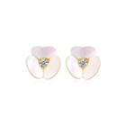 Sterling Silver Plated Gold Fashion Simple Flower Fritillary Stud Earrings With Cubic Zirconia Golden - One Size