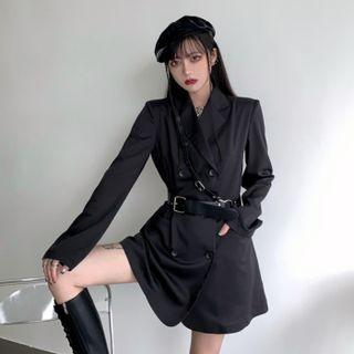Set: Double-breasted Mini Blazer Dress + Belt