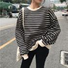Letter Print Striped Panel Top