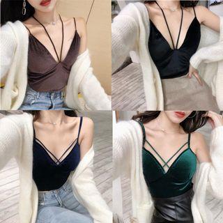 Strappy Cropped Velvet Top