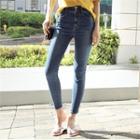Banded High-waist Skinny Jeans
