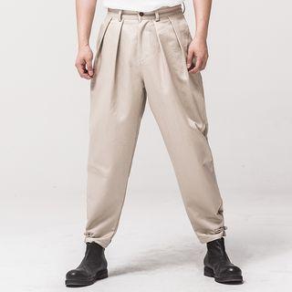 Frog Button-hem Slim-fit Pants