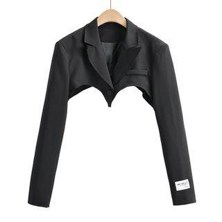 Cropped One-button Lettering Patch Blazer