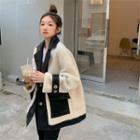Fleece Panel Single-breasted Blazer White - One Size