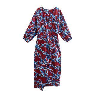 Chain Print Midi Sheath Dress