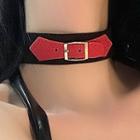 Two-tone Buckled Choker Black & Red - One Size