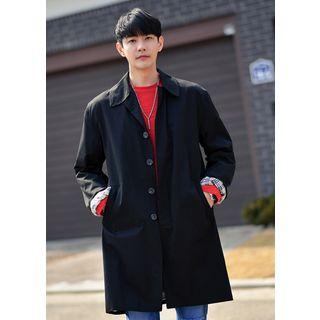 Plaid-lining Mac Coat