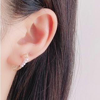 Faux Pearl Safety Pin Alloy Earring 1 Pair - Gold - One Size