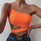 One-shoulder Cropped Camisole Top / Cutout Cropped Tank Top