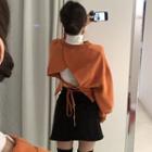 Open Back Sweatshirt / Asymmetric A-line Mini Skirt