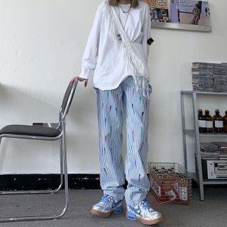 Couple Matching Striped Wide-leg Jeans
