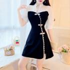 Set: Two-tone A-line Dress + Shorts