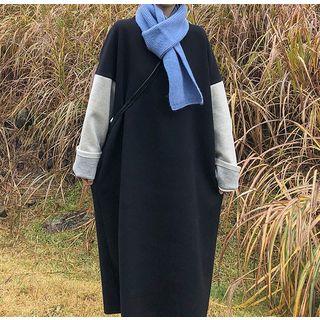 Color Block Midi Pullover Dress Green - One Size