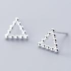 925 Sterling Silver Beaded Triangle Earring S925 Silver Stud - 1 Pair - Silver - One Size