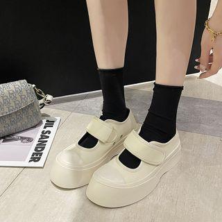 Platform Canvas Mary Jane Shoes