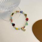 Beaded Bracelet Blue & White & Red & Yellow & Green - One Size