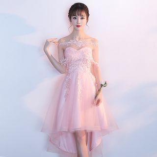 Strapless Sheer-covered Lace Bridesmaid Dress
