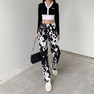 Cow Print Straight Leg Pants