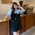 Short-sleeve Collared Blouse / Sleeveless A-line Dress