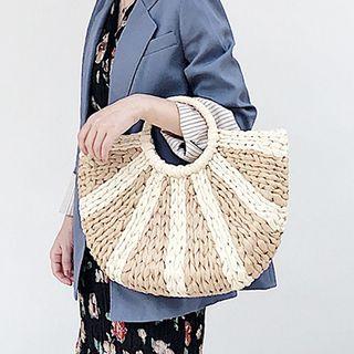 Two-tone Straw Hand Bag