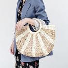 Two-tone Straw Hand Bag