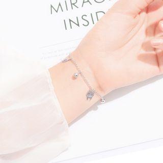 925 Sterling Silver Cat & Fish Pendant Bracelet One Piece - Cat & Fish Pendant Bracelet - One Size