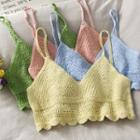 Wave-hem Knit Crop Top In 7 Colors