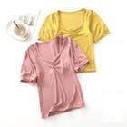 Cropped Short-sleeve Square Neck T-shirt